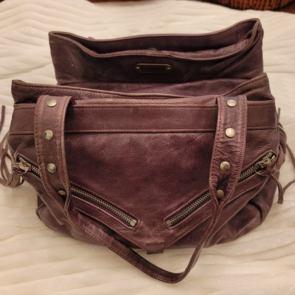 Genuine Leather Botkier Plum Grey Satchel Handbag - Picture 2 of 10